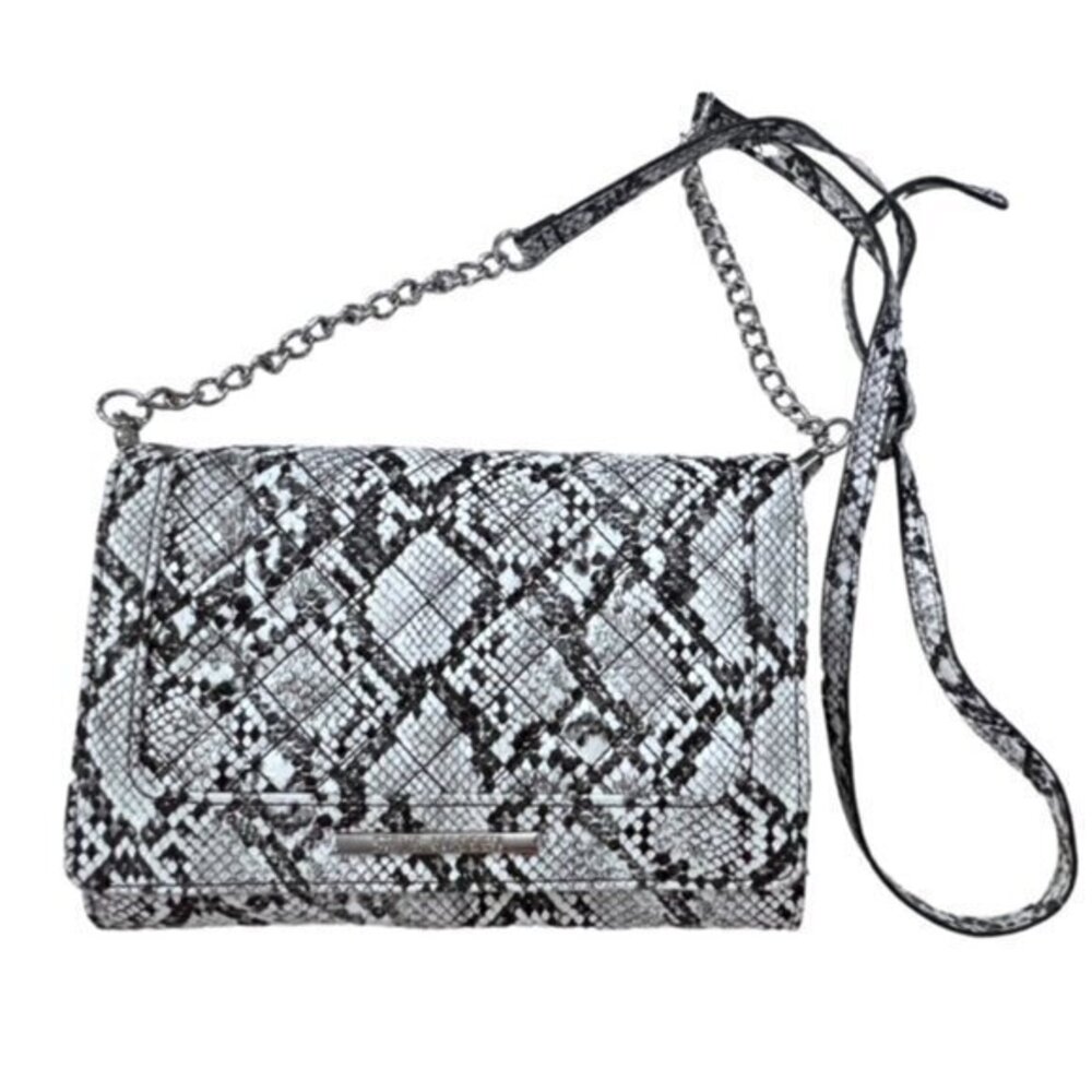 Steve Madden Snake Print Crossbody Organizer Bag Faux Leather Designer Travel